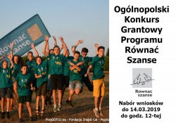 Trwa nabór wniosków w Ogólnopolskim Konkursie Grantowym Programu Równać Szanse 2019