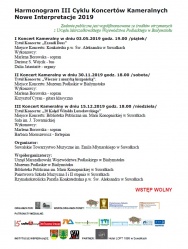 Harmonogram III Cyklu Koncertów Kameralnych- Nowe Interpretacje 2019- 03.05.2019